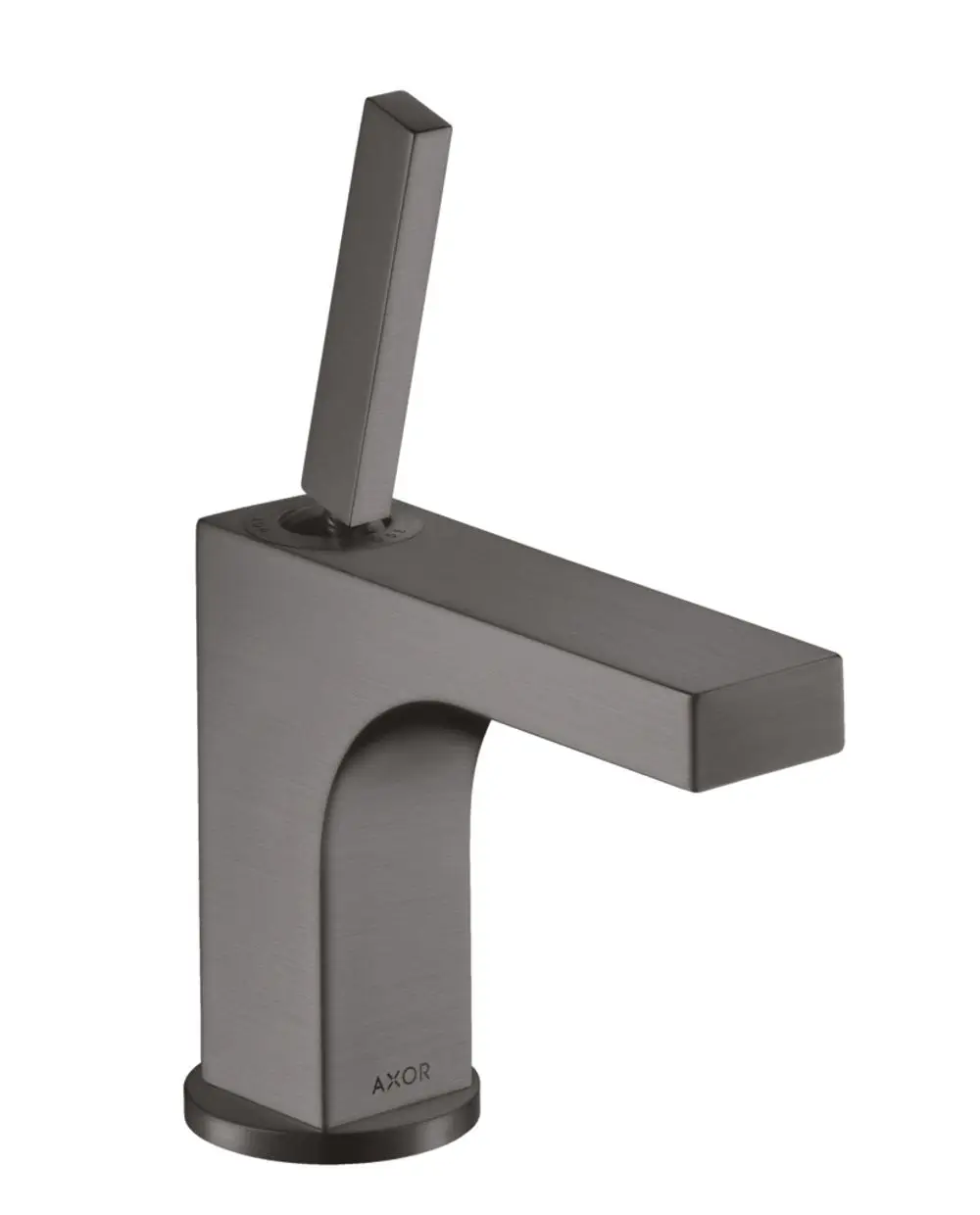 Einhebel-Waschtischmischer mit einem langen Hebel in brushed black chrome, hergestellt von AXOR, geeignet für Handwaschbecken mit Zugstangen-Ablaufgarnitur.